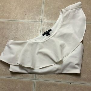 Forever 21 women’s One shoulder ruffled top, white/cream colour size small